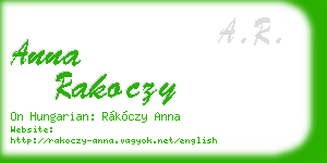 anna rakoczy business card