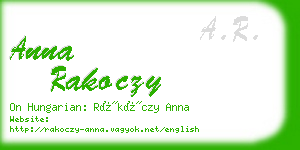 anna rakoczy business card